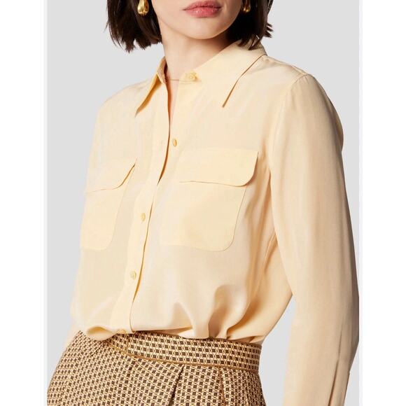 Equipment RETAIL $150 | Button-Front L/S 100% Silk Top | Women's | Size: Medium - Picture 1 of 8